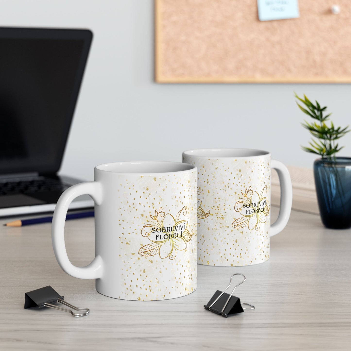 Floral Motivational Mug - Florecer en medio de todo- Edición dorada